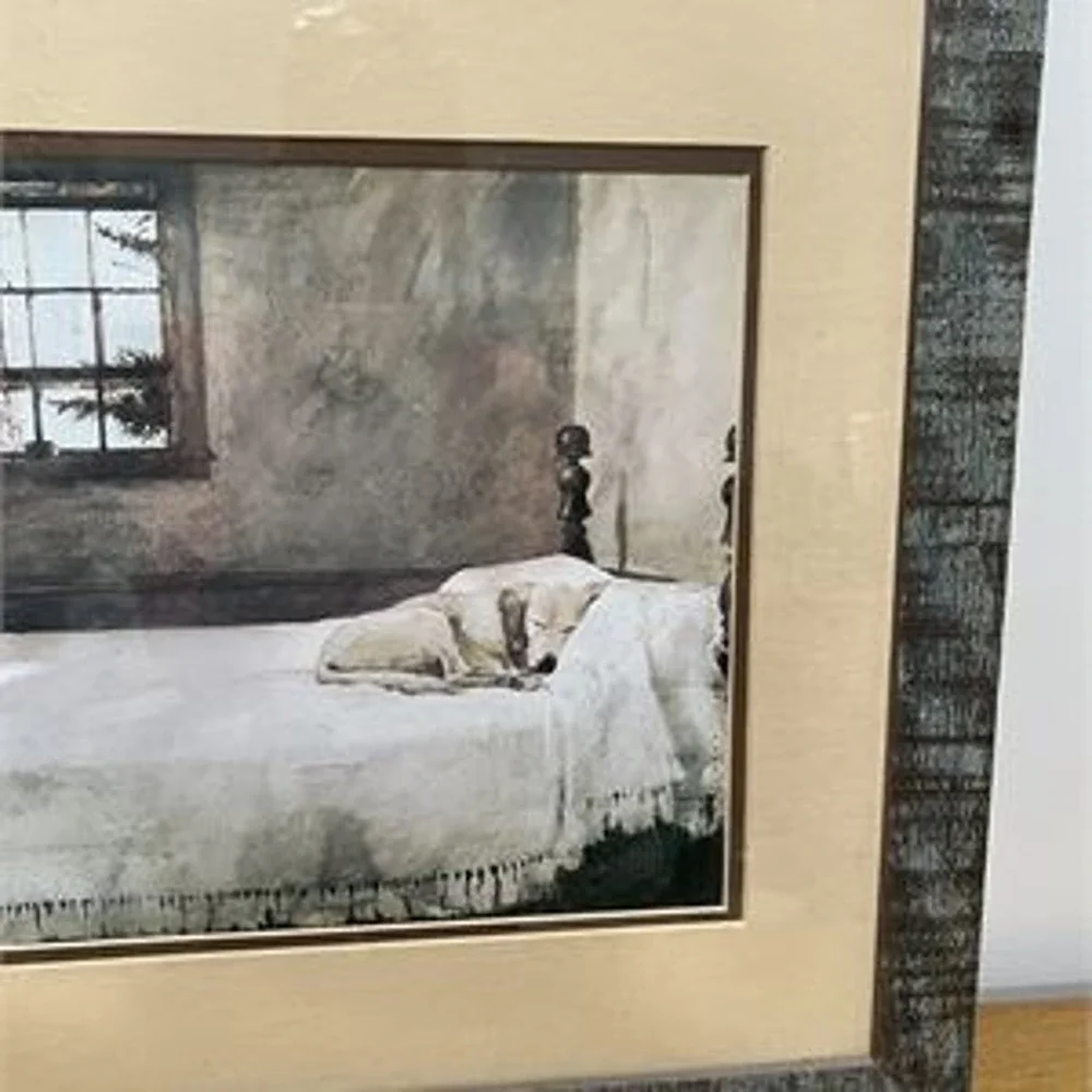 Andrew Wyeth Master Bedroom Framed Print Yellow Lab Dog Rustic Wood Frame